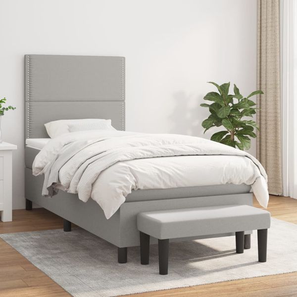 vidaXL Posteľný rám boxsping s matracom bledosivý 80x200 cm látka