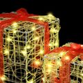 vidaXL Darčeková Škatľa 3 ks 60 LED Teplá biela 20 x 20 x 20 cm Akryl