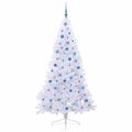 vidaXL Umelý vianočný stromček s 300 LED-i Biela 210 cm PVC a oceľ