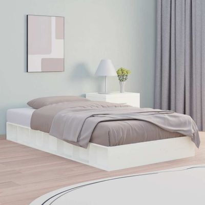 vidaXL Posteľný rám biely 120x190 cm malé dvojlôžko masívne drevo
