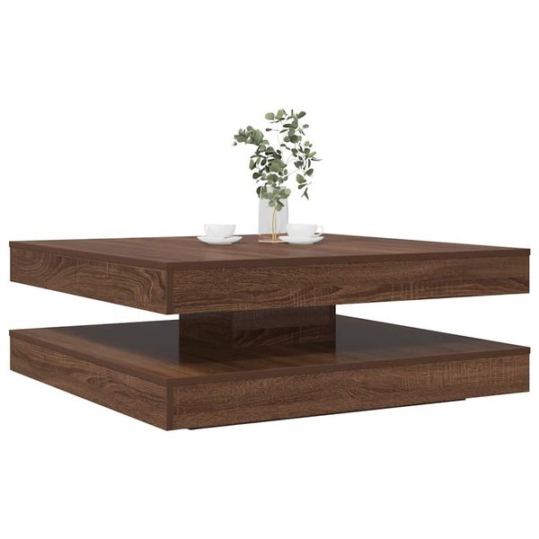 VidaXL konferenčný stolík otočný o 360 stupňov hnedý dub 90x90x34,5 cm