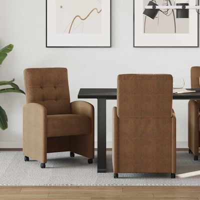 vidaXL Jedálenské stoličky na kolieskach 2 pcs Hnedá 58 x 67 x 97 cm