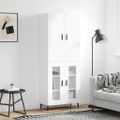 vidaXL Vysoká skrinka lesklá biela 69,5x34x180 cm spracované drevo