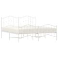 vidaXL Kovový rám postele s predným a zadným čelom biely 183x213 cm