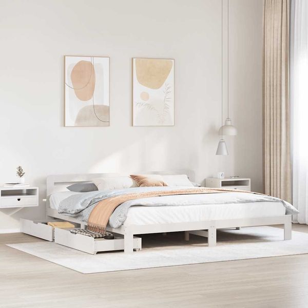 vidaXL Posteľ bez matraca biela 200x200 cm masívna borovica