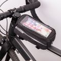 Vodotesná taška na bicykel na rám s držiakom na telefón čierna