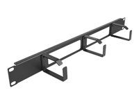 Panel pro správu kabelů s háčky - 2 vstupy a 3 háky - černá - 1U - 19"