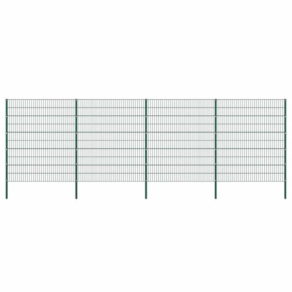 vidaXL Plotový panel so stĺpikmi, železný 694,5x200 cm, zelený