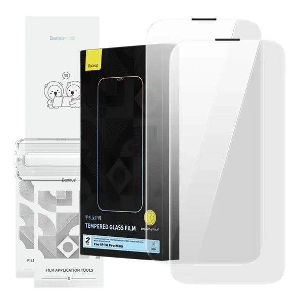 Tvrdené sklo Baseus Corning pre iPhone 14 Pro so zabudovaným prachovým filtrom