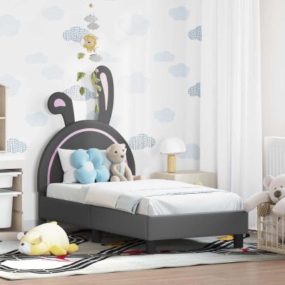 vidaXL Rám detskej postele s čelom Svetlosivá 70 x 140 cm PU