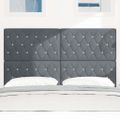 vidaXL LED hlavová doska s LED pásikmi Tmavo šedá 144 cm Zamat