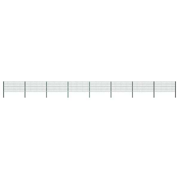 vidaXL Plotový panel so stĺpikmi, železný 1385x80 cm, zelený