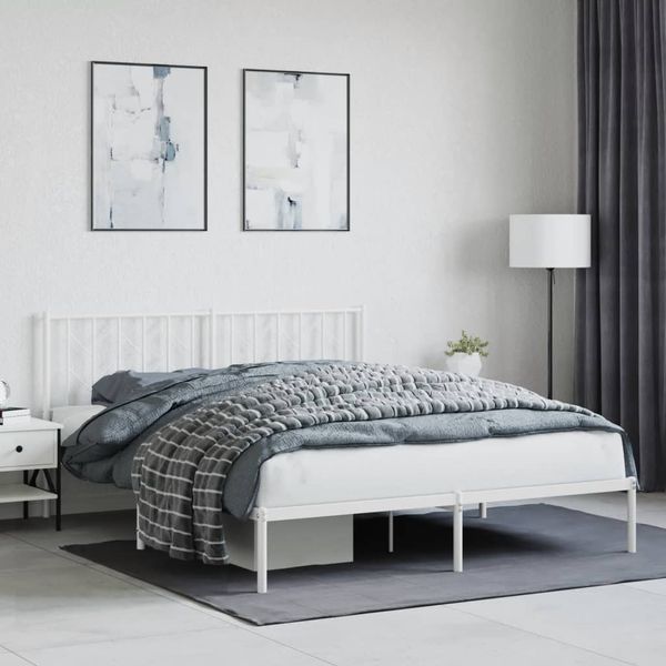 vidaXL Kovový rám postele s čelom biely 160x200 cm