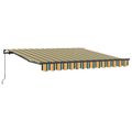 vidaXL Sklopná markíza Zelená a žltá 300 x 250 cm Polyester a hliník