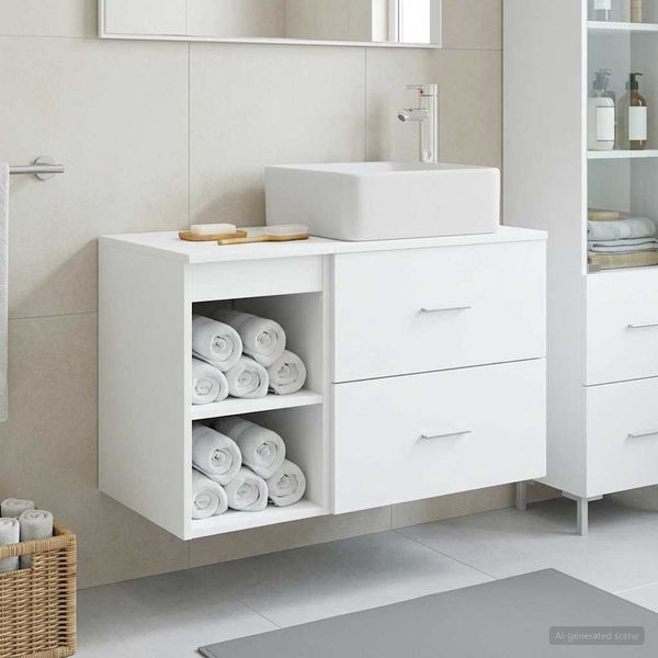 vidaXL Sada kúpeľňového nábytku 2 pcs Biela Kompozitné drevo