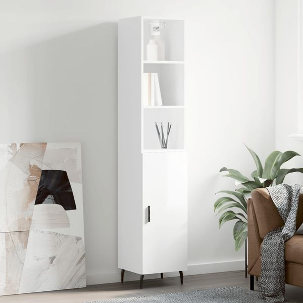 vidaXL Vysoká skrinka biela 34,5x34x180 cm spracované drevo