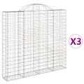 vidaXL Oblúkové gabiónové koše 3ks 200x30x180/200cm pozinkované železo