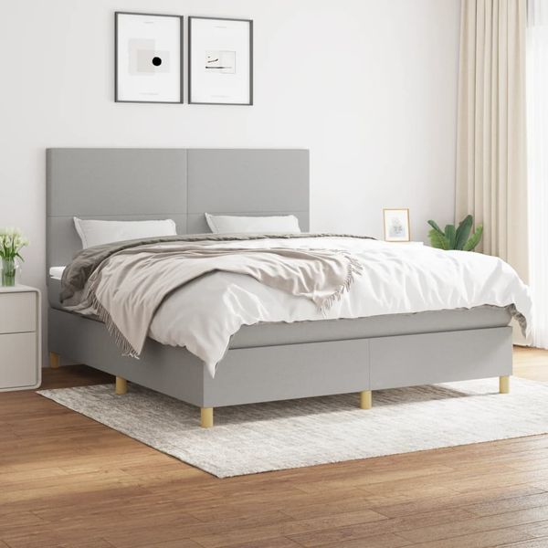 vidaXL Boxspring posteľ s matracom bledosivá 180x200 cm látka