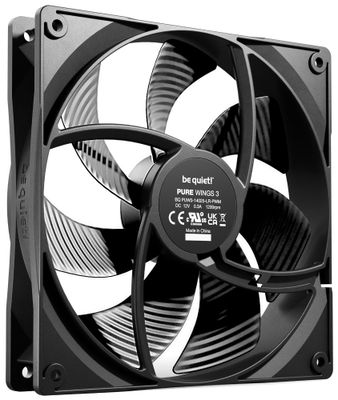 Be quiet! / ventilátor Pure Wings 3 / 140mm / PWM / 4-pin / 21,9dBA Ventilátor, 140mm, Rifle ložisko, 4pin PWM, 21,9dBA, výška 25mm, čierny