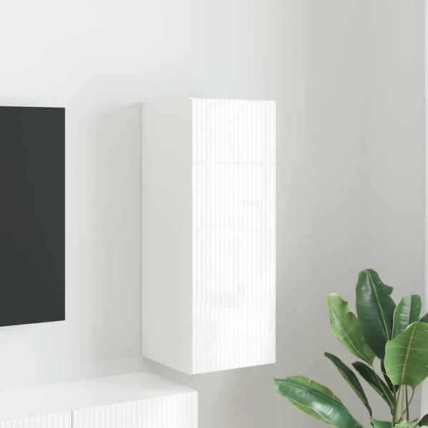 vidaXL TV nástenná skriňa Nástenný Lesklá biela 30 x 31 x 80 cm