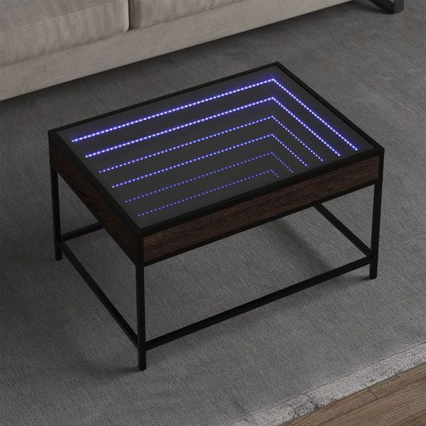 vidaXL Konferenčný stolík s nekonečnými LED hnedý dub 70x50x41 cm