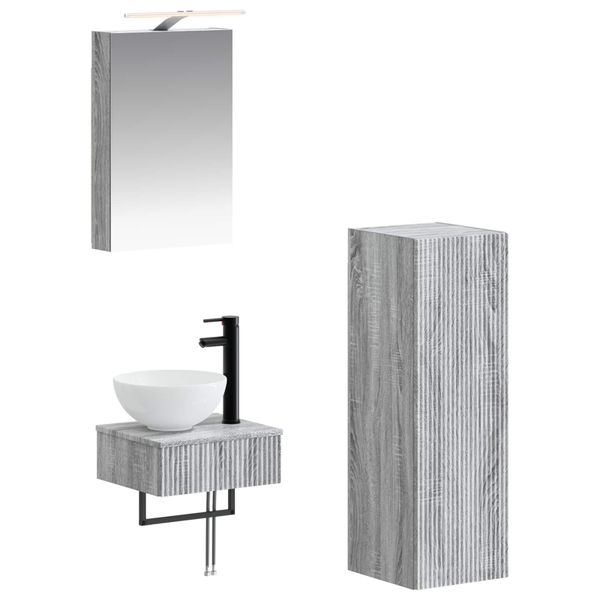 vidaXL Set kabinetov do kúpeľne 4 pcs Sivý Sonoma 40 x 10,5 x 60,5 cm