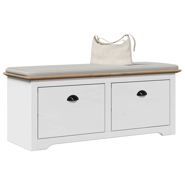 vidaXL Lavica do predsiene "BODO" Biela a hnedá 114x40x45 cm