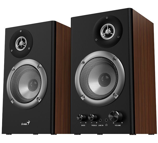 GENIUS repro SP-HF1200B/ 2.0/ 36W/ Drevené Reproduktory, 2.0, 36W, 3,5mm jack, drevené, hnedo-cierna