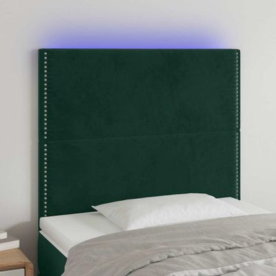 vidaXL Čelo postele s LED tmavozelené 90x5x118/128 cm zamat