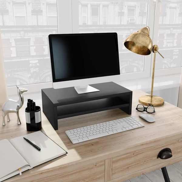 vidaXL Stojan na monitor, čierny 42x24x13 cm, kompozitné drevo