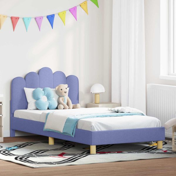 vidaXL Detský rám na posteľ s čelom Modrá džínovina 90 x 200 cm Látka