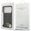 Puzdro Guess Case Magsafe 4G PU Leather s trojuholníkovým logom a zlatým kovovým rámom fotoaparátu pre iPhone 17 Pro čierna