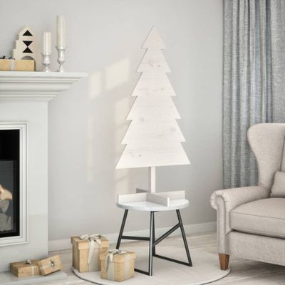 vidaXL Drevený vianočný stromček biely 120 cm masívna borovica