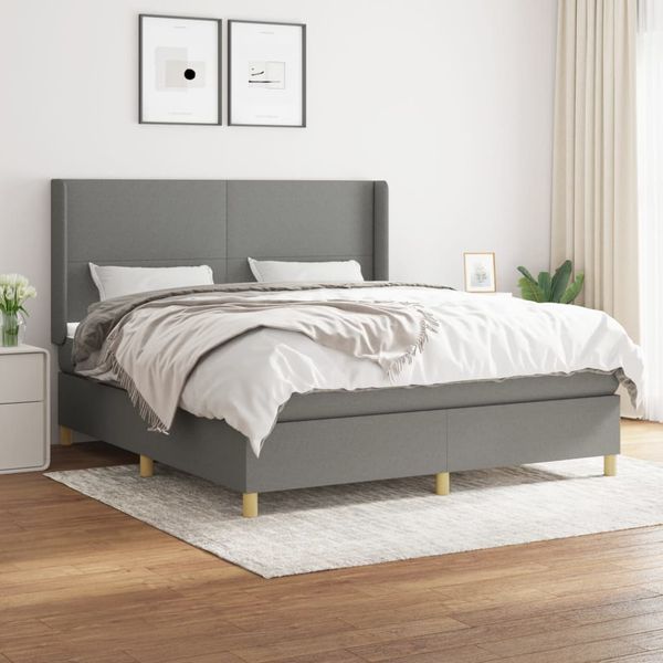 vidaXL Boxspring posteľ s matracom tmavosivá 160x200 cm látka