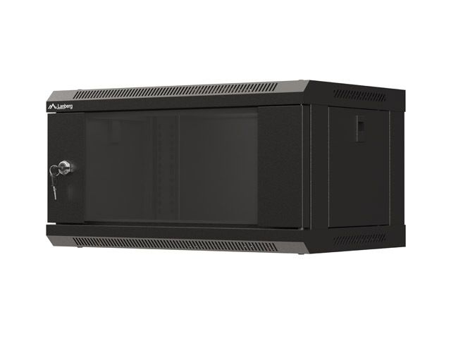 LANBERG RACKOVÁ SKRIŇA 19'' NÁSTENNÁ 4U/540X350 (FLAT PACK) S PRESKLENÝMI DVERMI ČIERNA