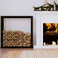 vidaXL Stojan na palivové drevo čierny 100x25x100 cm masívna borovica