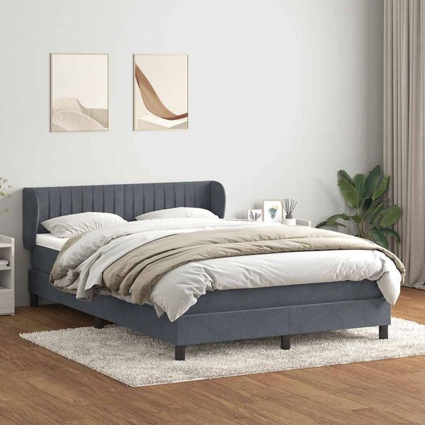 vidaXL Posteľný rám boxspring s matracom tmavosivý 160x210 cm zamat