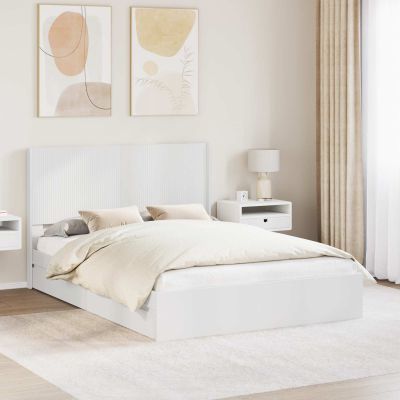 vidaXL Posteľový rám s úložným priestorom a čelom Biela 160 x 200 cm
