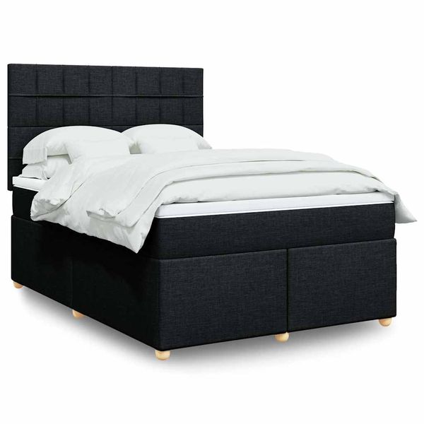 vidaXL Posteľný rám boxspring s matracom čierny 160x200 cm látka