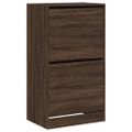 vidaXL Botník s 2 výklopnými zásuvkami hnedý dub 60x42x108 cm