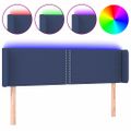 vidaXL Čelo postele s LED modré 147x16x78/88 cm látka