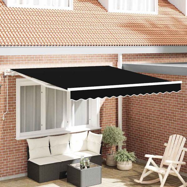 vidaXL Sklopná markíza Čierna 300 x 250 cm Tkanina a hliník
