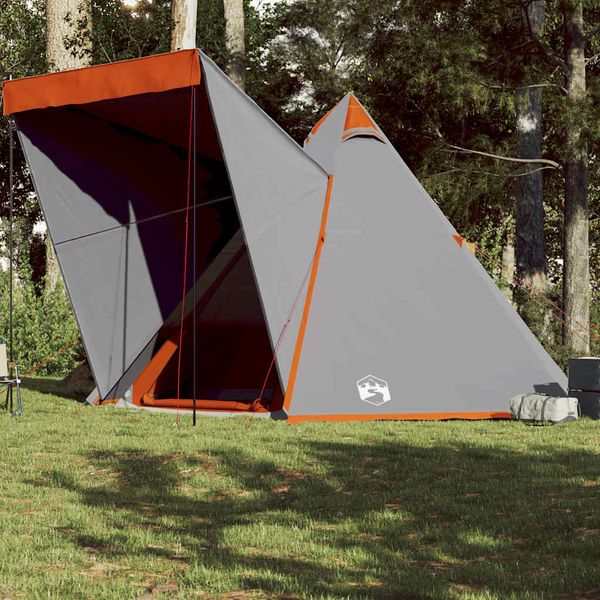 vidaXL Rodinný stan tipi 6 osôb sivo-oranžový vodeodolný