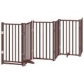 vidaXL Brána pre psa s dvere sklad. 9 pan. hnedá 450 cm topoľové drevo