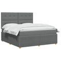 vidaXL LED boxspring posteľ s matracom Tmavosivá 140 x 200 cm Látka