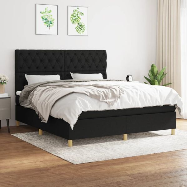 vidaXL Posteľný rám boxspring s matracom čierny 160x200 cm látka