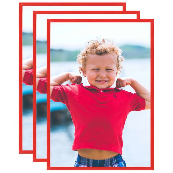 vidaXL Fotorámiky na stôl, koláž 3 ks, červené 15x21cm, MDF