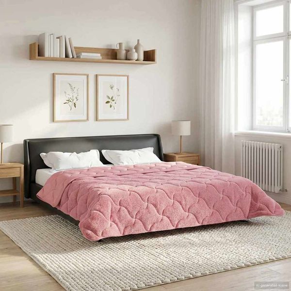 vidaXL Zimný prehoz Ružová 220 x 260 cm Mikrofáza a Teddy fleece