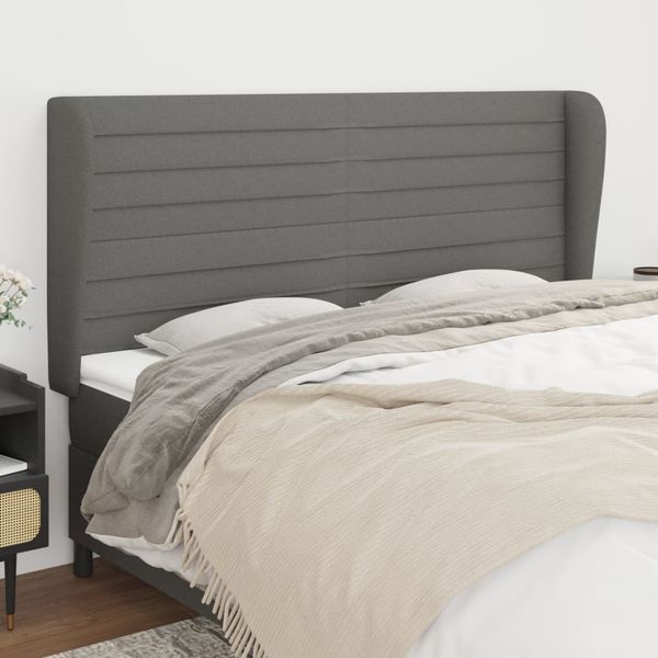 vidaXL Čelo postele so záhybmi tmavosivé 203x23x118/128 cm látka