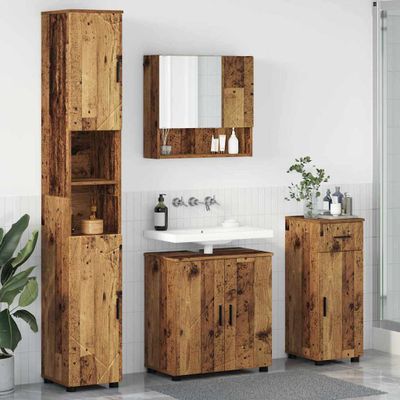 vidaXL Sada kúpeľňového nábytku so zásuvkou Nástenný 4 pcs Staré drevo